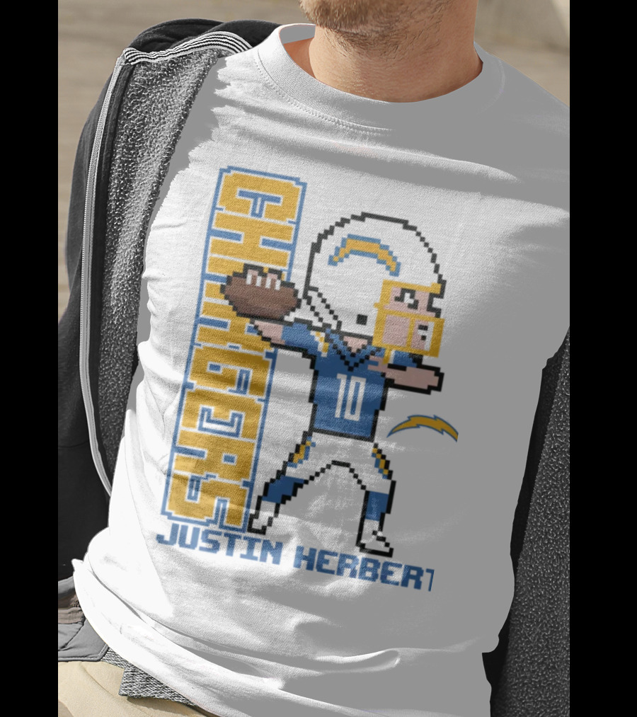 Justin Herbert Los Angeles Chargers Pixel Player 10 T-Shirt