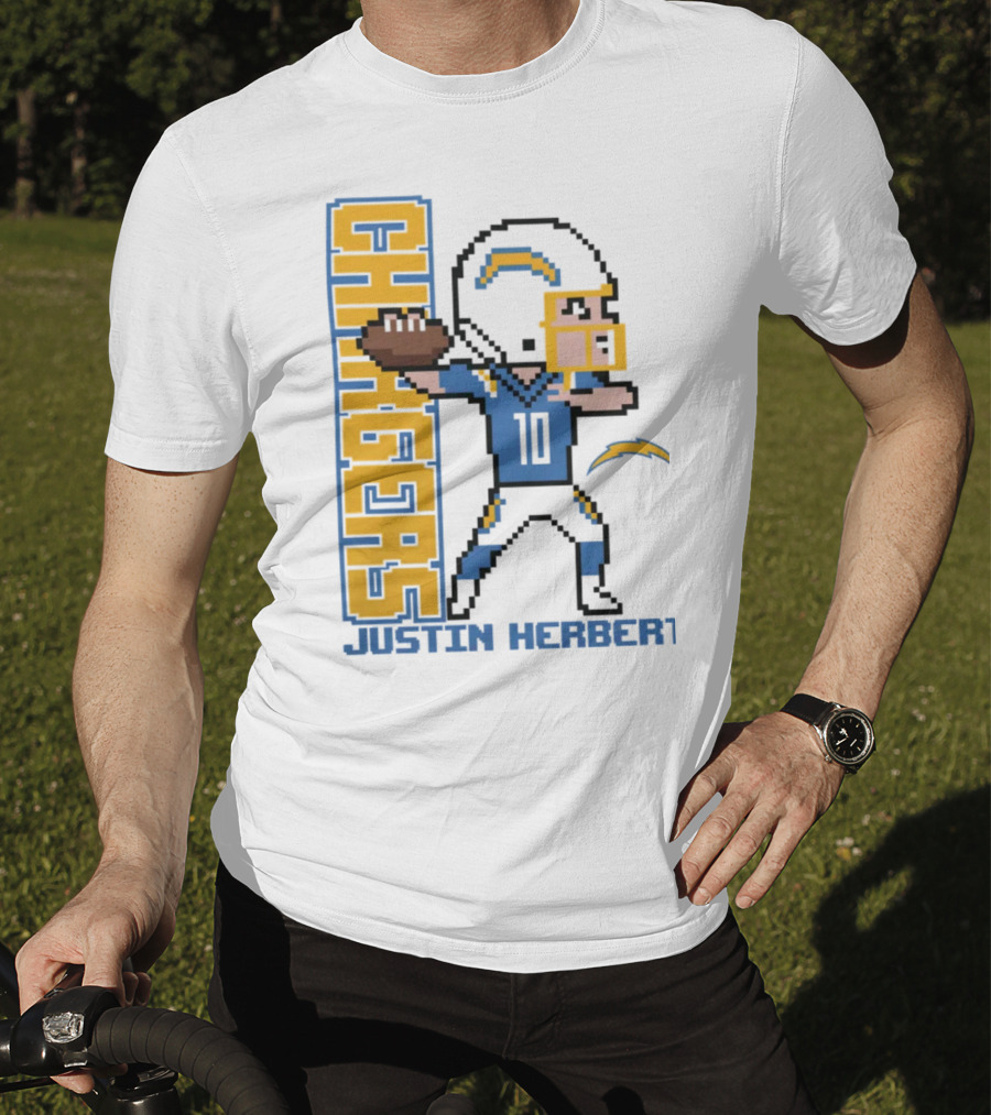Justin Herbert Los Angeles Chargers Pixel Player 10 T-Shirt