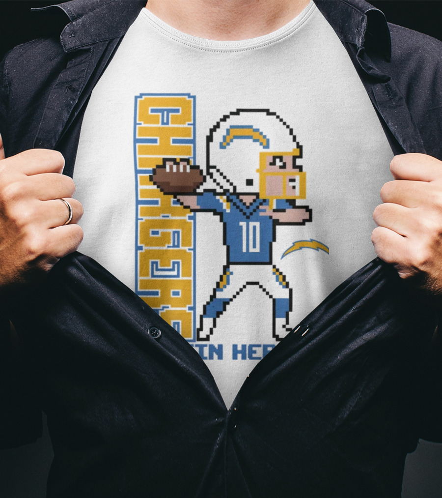 Justin Herbert Los Angeles Chargers Pixel Player 10 T-Shirt