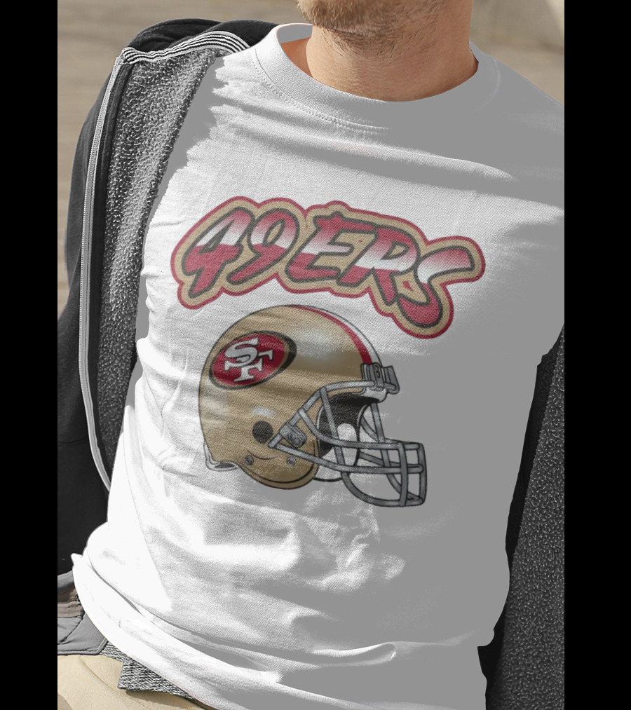 49ers SF Gold Helmet Red Outline Toddler Grey Huddle Up T-Shirt