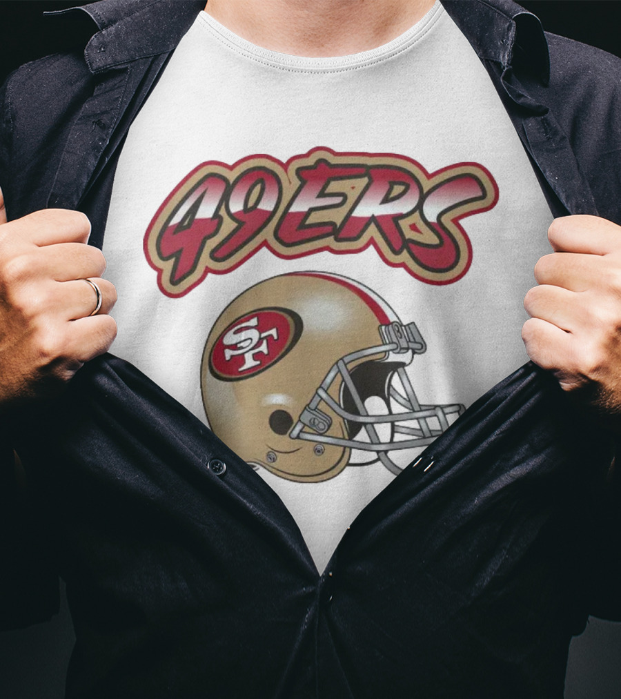 49ers SF Gold Helmet Red Outline Toddler Grey Huddle Up T-Shirt