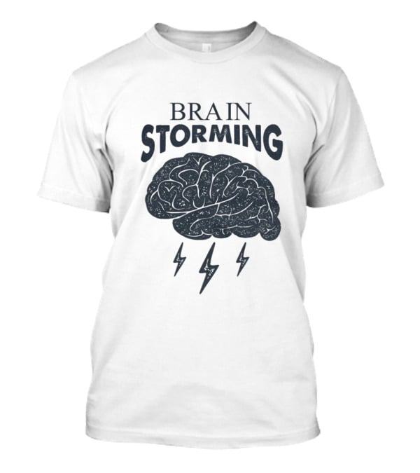 BRAIN STORMING Brain With Lightning Bolts T-Shirt
