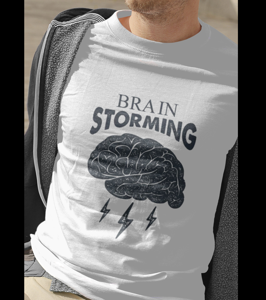 BRAIN STORMING Brain With Lightning Bolts T-Shirt