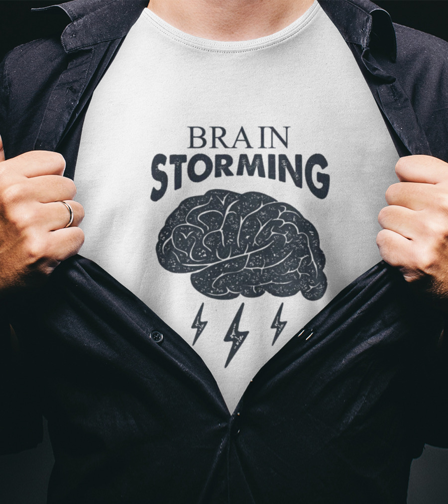 BRAIN STORMING Brain With Lightning Bolts T-Shirt