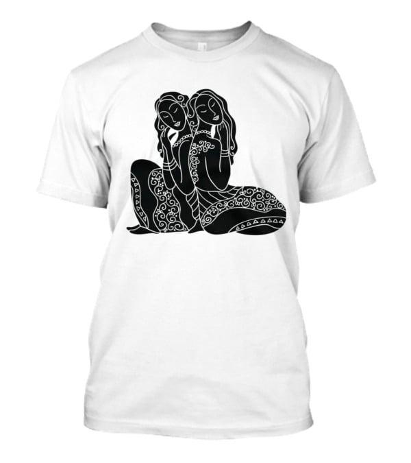 Gemini Zodiac Twins Sitting Embrace T-Shirt