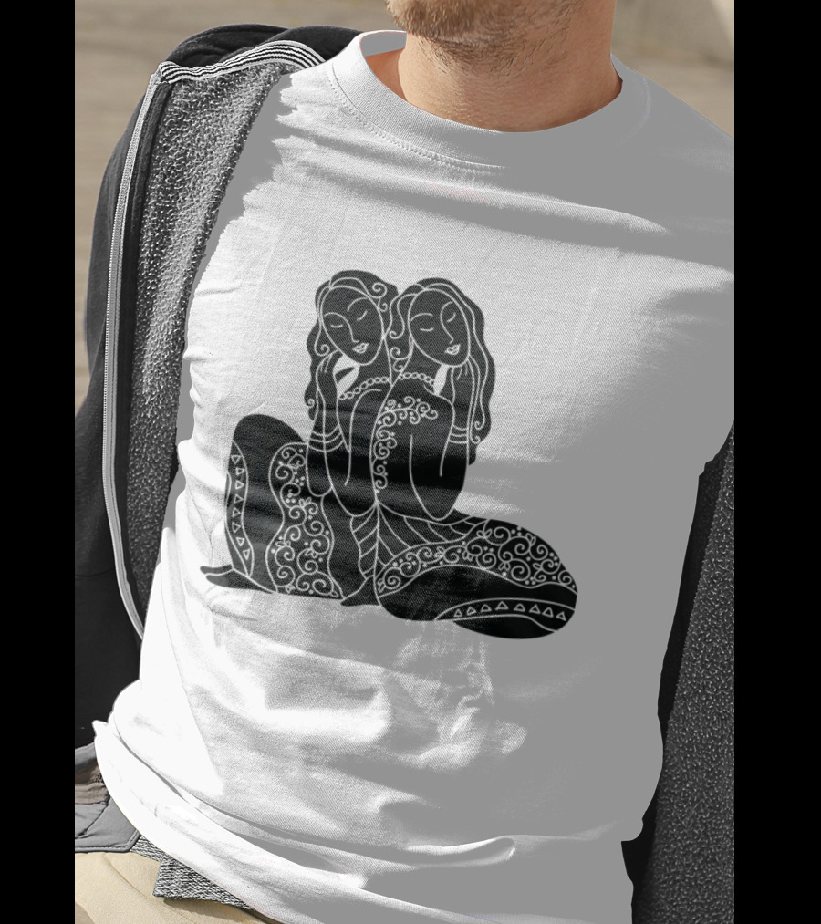Gemini Zodiac Twins Sitting Embrace T-Shirt