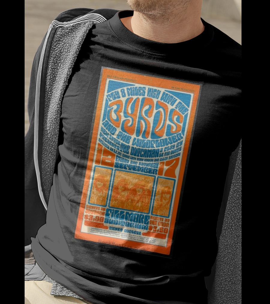 Bill Graham Presents Byrds And Wildflower September 1966 Fillmore Auditorium San Francisco T-Shirt