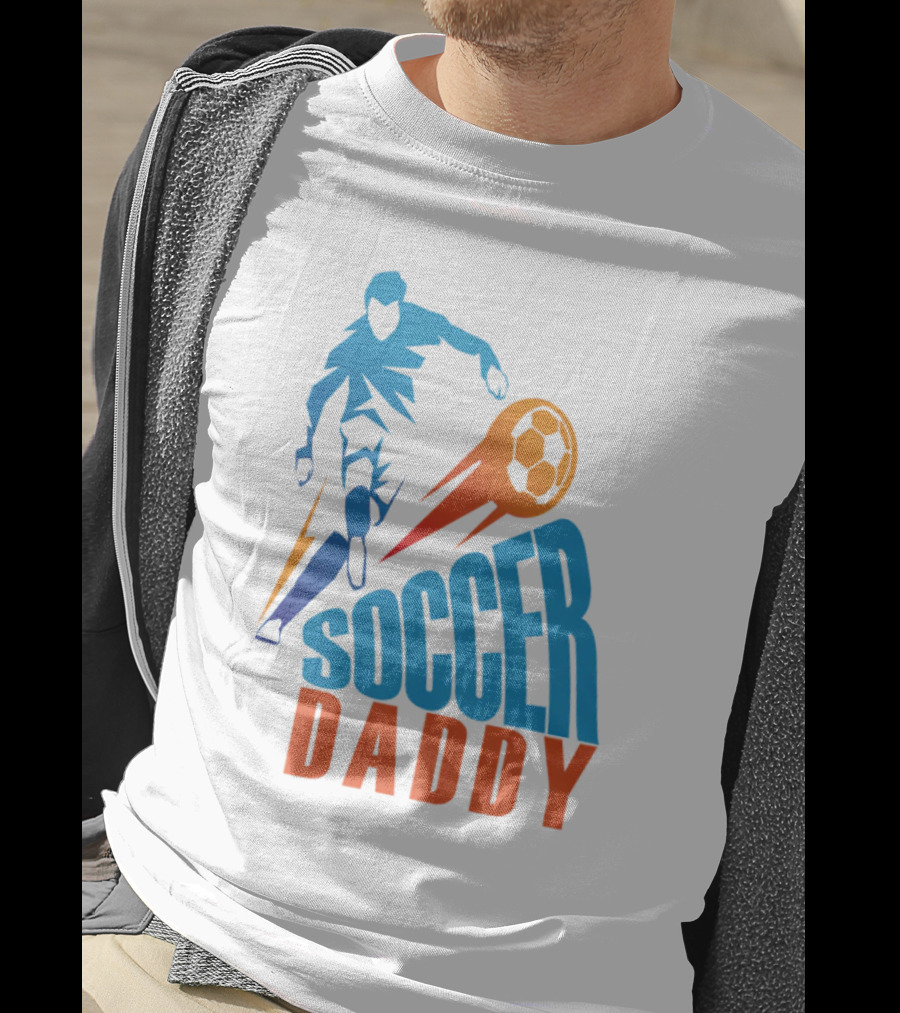 Soccer Daddy Blue Orange Football T-Shirt