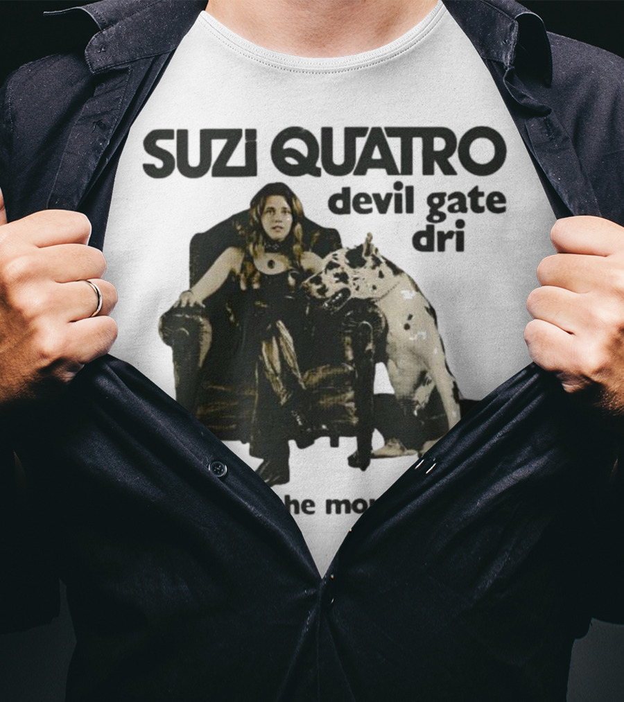 Suzi Quatro Devil Gate Drive In The Morning With Woman And Dalmatian Chair T-Shirt