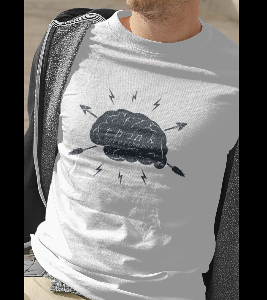 Think Out Of The Box Brain With Arrows And Lightning Bolts T-Shirt