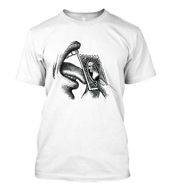 Tongue Licking Vintage Style Stamp T-Shirt