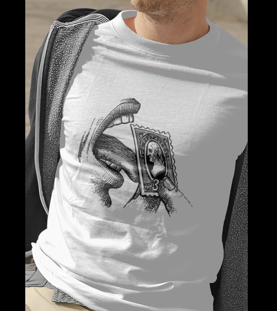 Tongue Licking Vintage Style Stamp T-Shirt