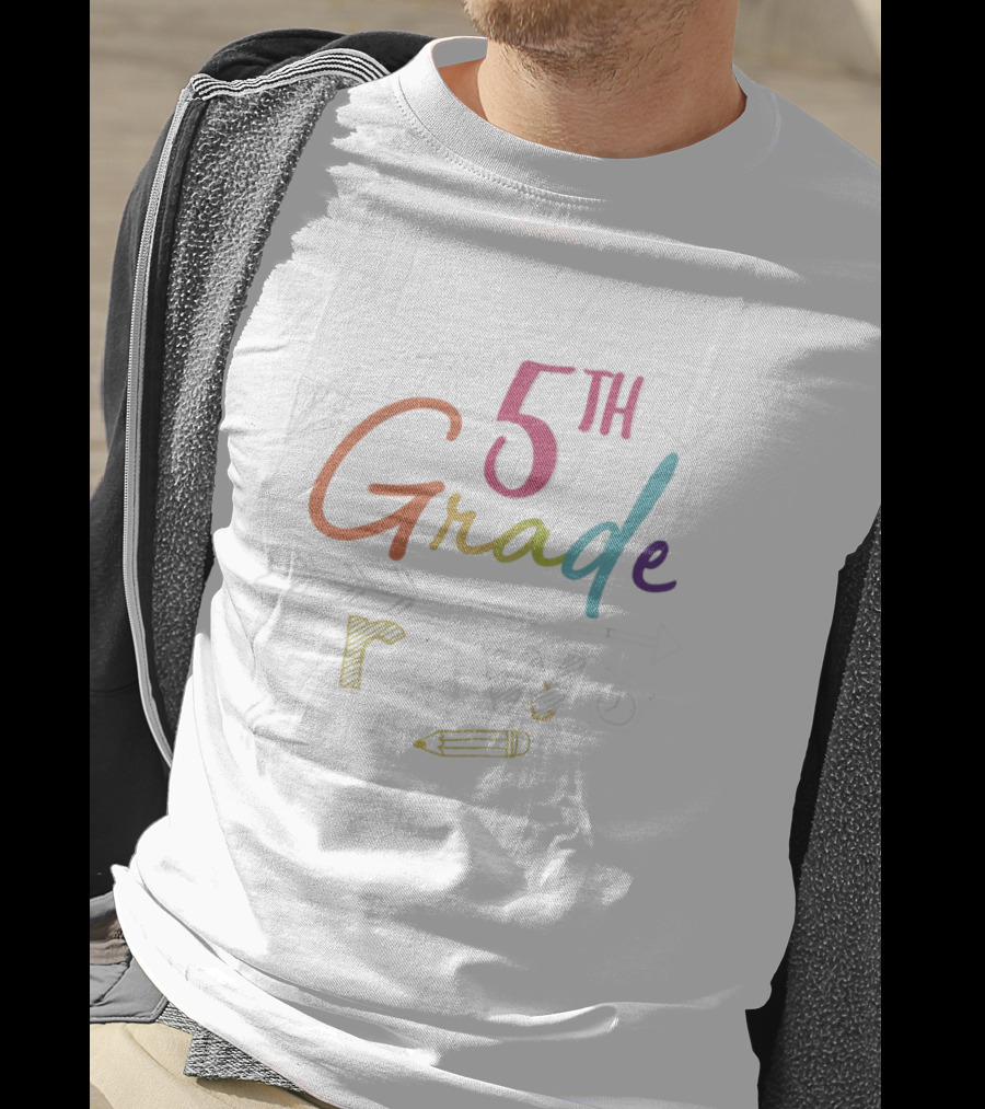 5th Grade Crew Arrow Pencil Paper Airplane Alarm Clock Book T-Shirt