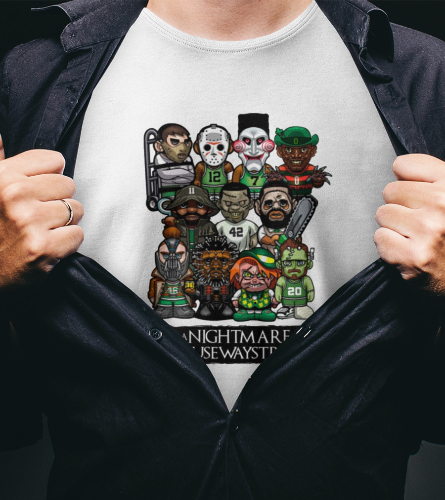 A Nightmare On Causeway Street With Horror Characters And Sports Themes T-Shirt