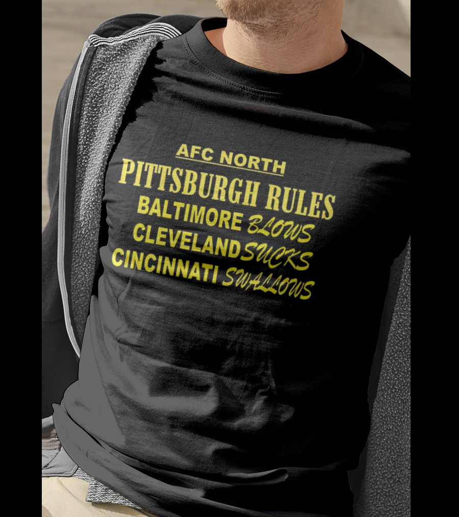 AFC North Pittsburgh Rules Baltimore Blows Cleveland Sucks Cincinnati Swallows T-Shirt