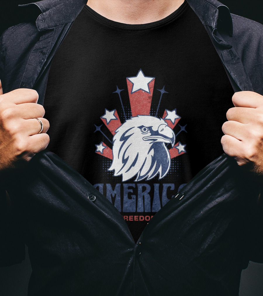 America Let Freedom Ring Bald Eagle Stars T-Shirt