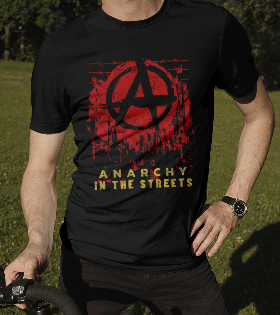 Anarchy In The Streets Red A Symbol Cityscape Urban Grunge T-Shirt