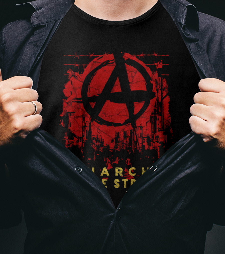 Anarchy In The Streets Red A Symbol Cityscape Urban Grunge T-Shirt
