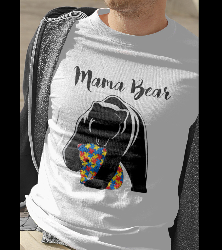 Mama Bear Autism Puzzle Piece Hug T-Shirt