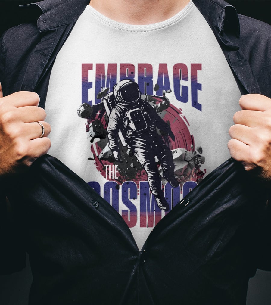 EMBRACE THE COSMOS Astronaut Space Adventure With Asteroids T-Shirt