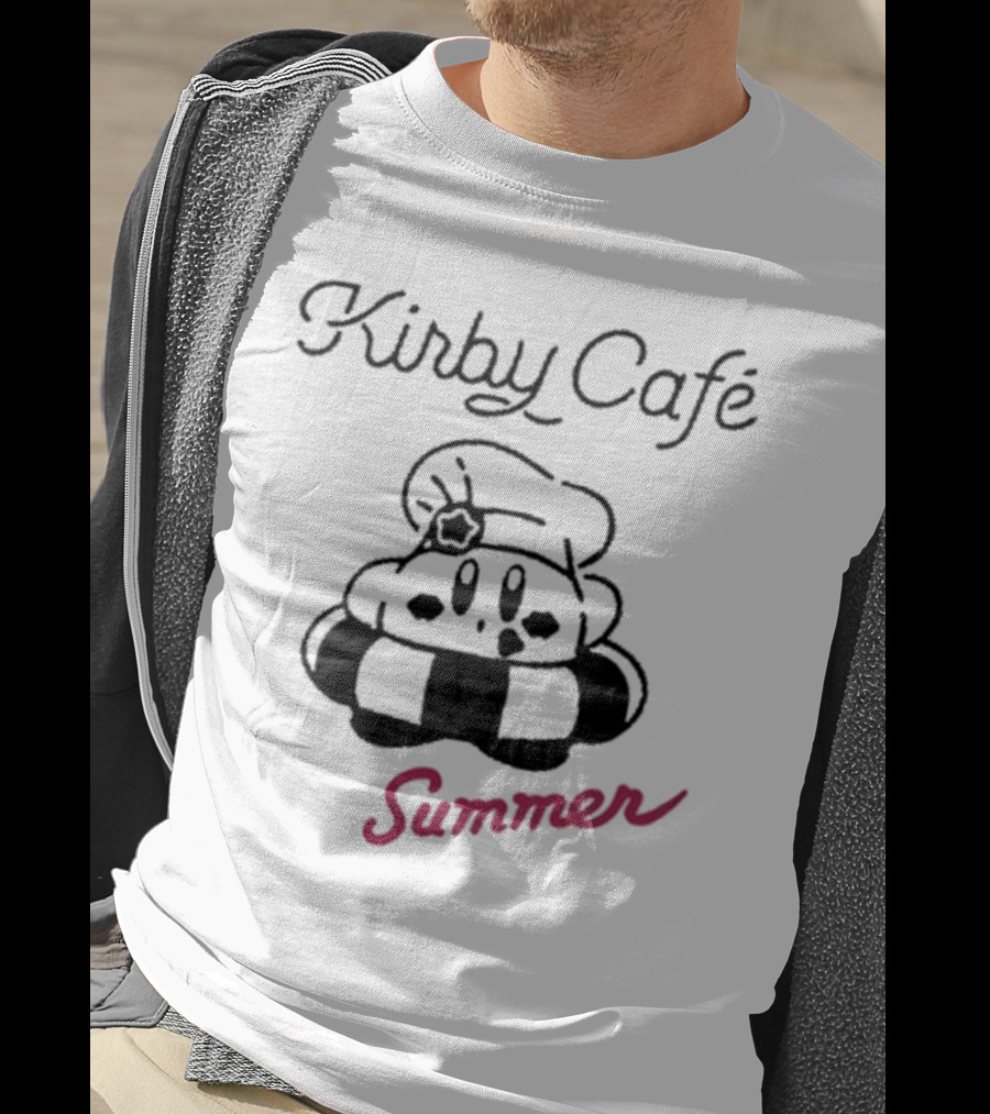 Kirby Café Summer Kirby Wearing Chef Hat With Inner Tube T-Shirt