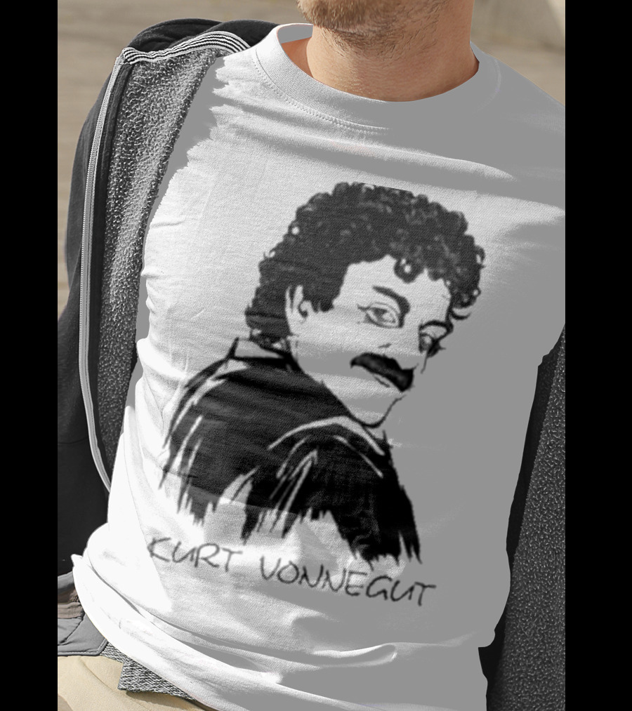 Kurt Vonnegut Black And White Stylized T-Shirt