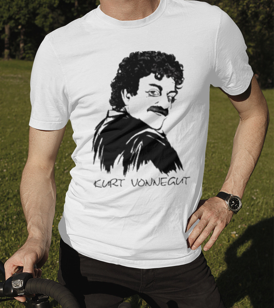 Kurt Vonnegut Black And White Stylized T-Shirt