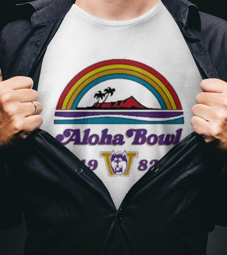Aloha Bowl 1982 Washington Rainbow Island Vintage Ringer T-Shirt