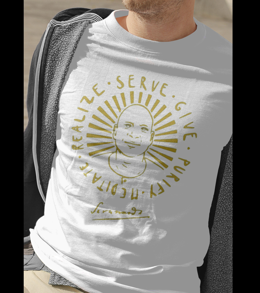 Swami Sivananda Serve Give Purify Meditate Realize Sunburst T-Shirt