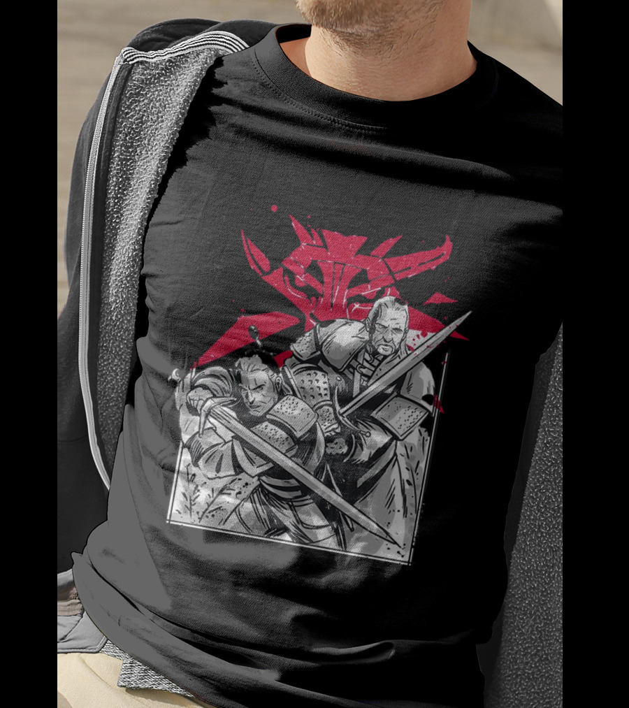 Wild Hunt Sensei Kanji Swordsmen Red T-Shirt