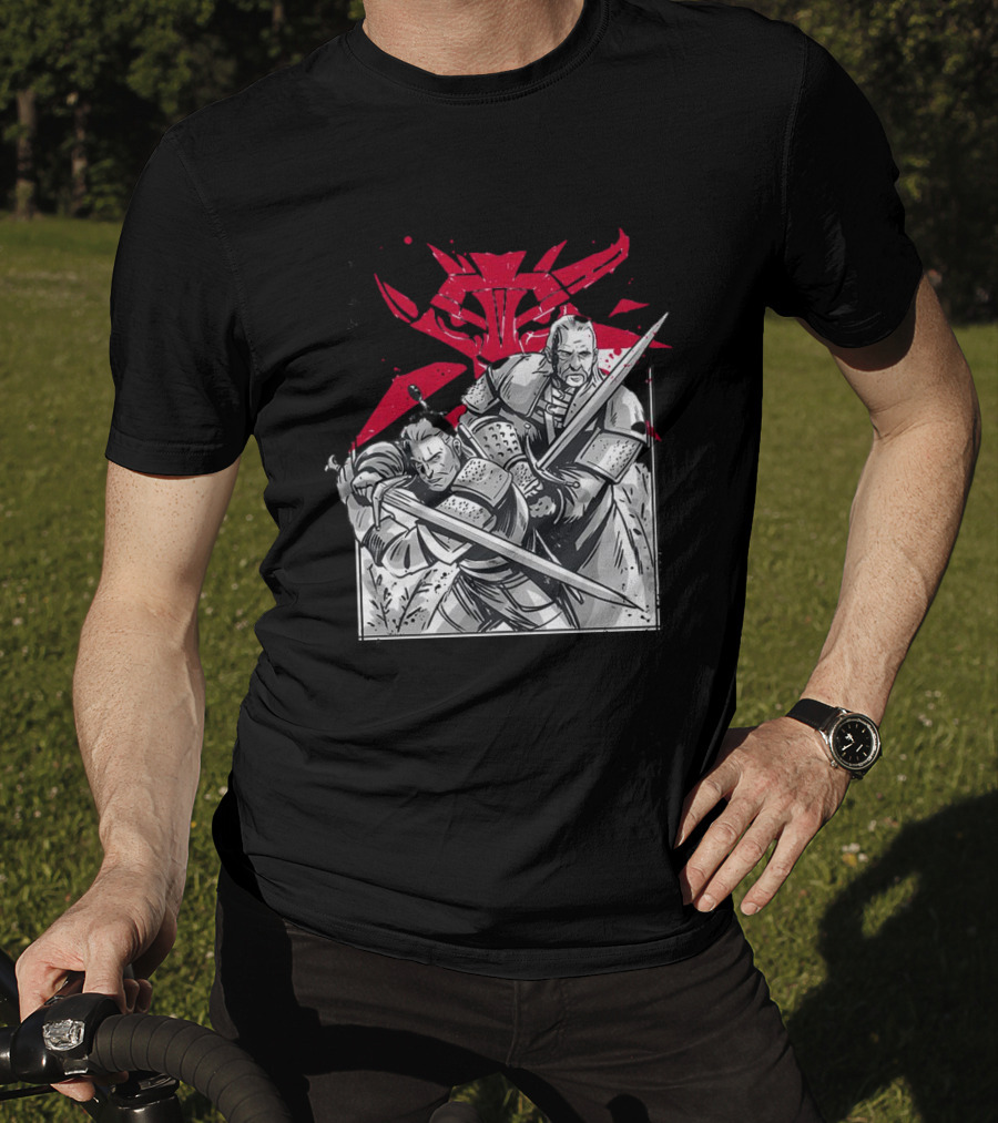 Wild Hunt Sensei Kanji Swordsmen Red T-Shirt