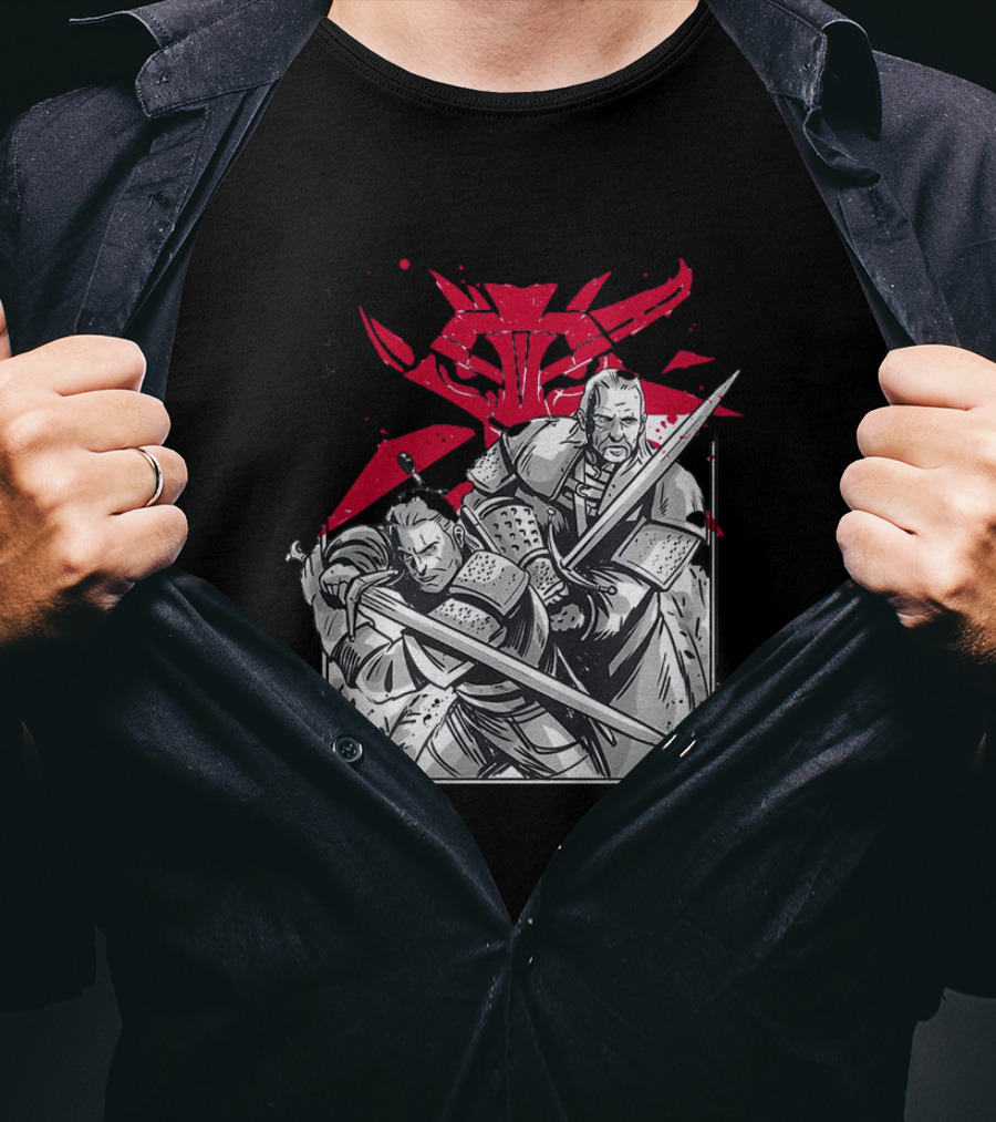 Wild Hunt Sensei Kanji Swordsmen Red T-Shirt