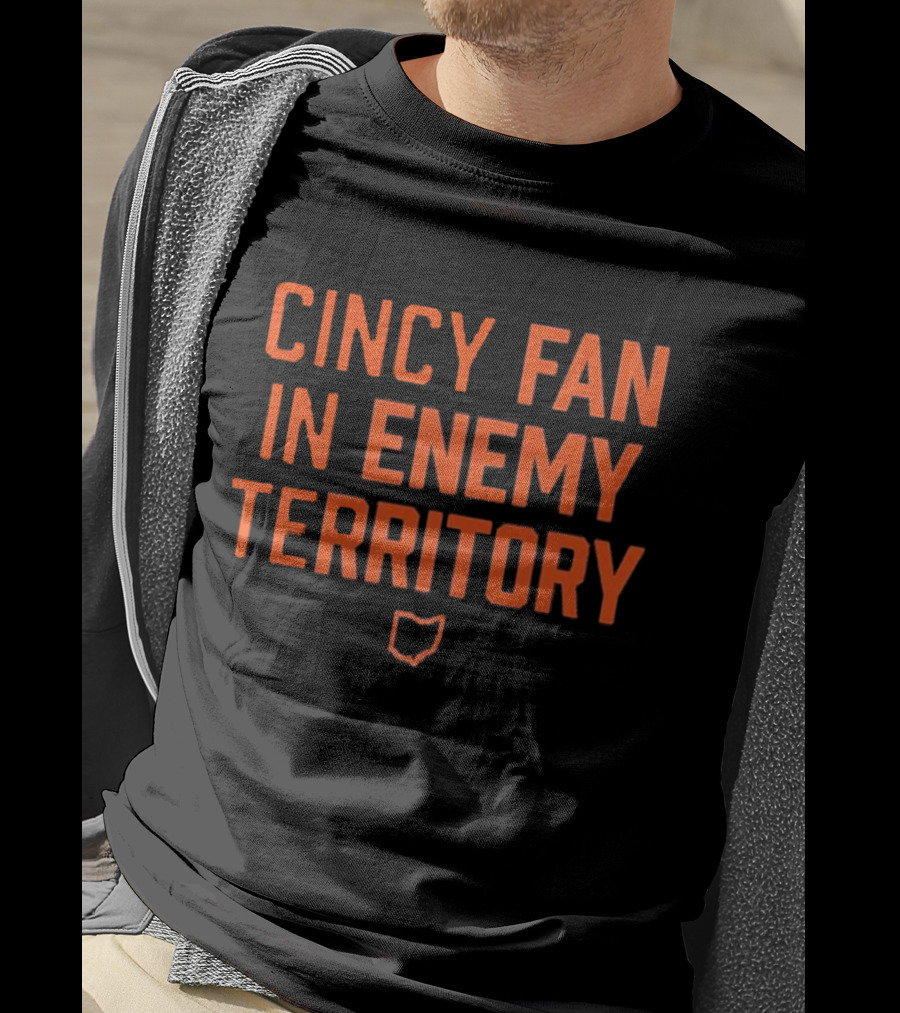 Cincy Fan In Enemy Territory Ohio Outline T-Shirt
