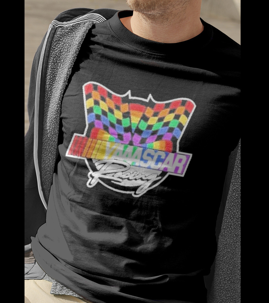 Yaascar Racing Rainbow Checkered Flag T-Shirt