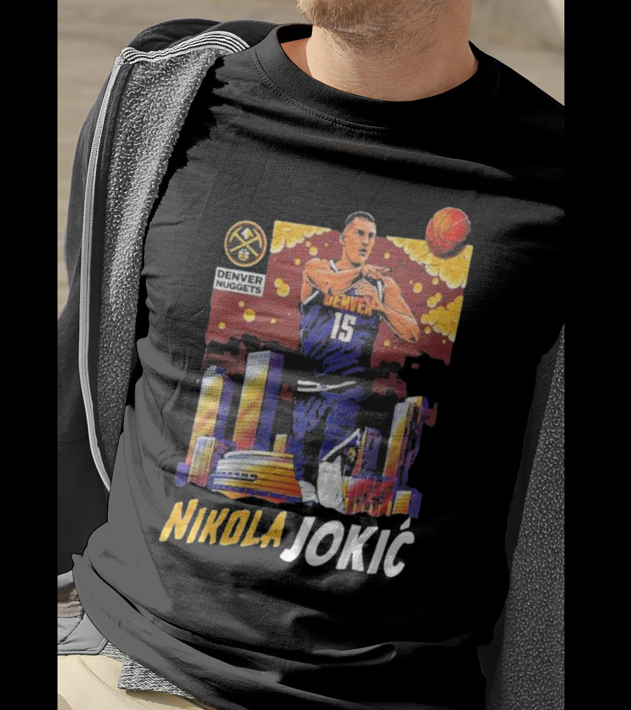 Nikola Jokic Denver Nuggets Nba Player Basketball Skyline T-Shirt
