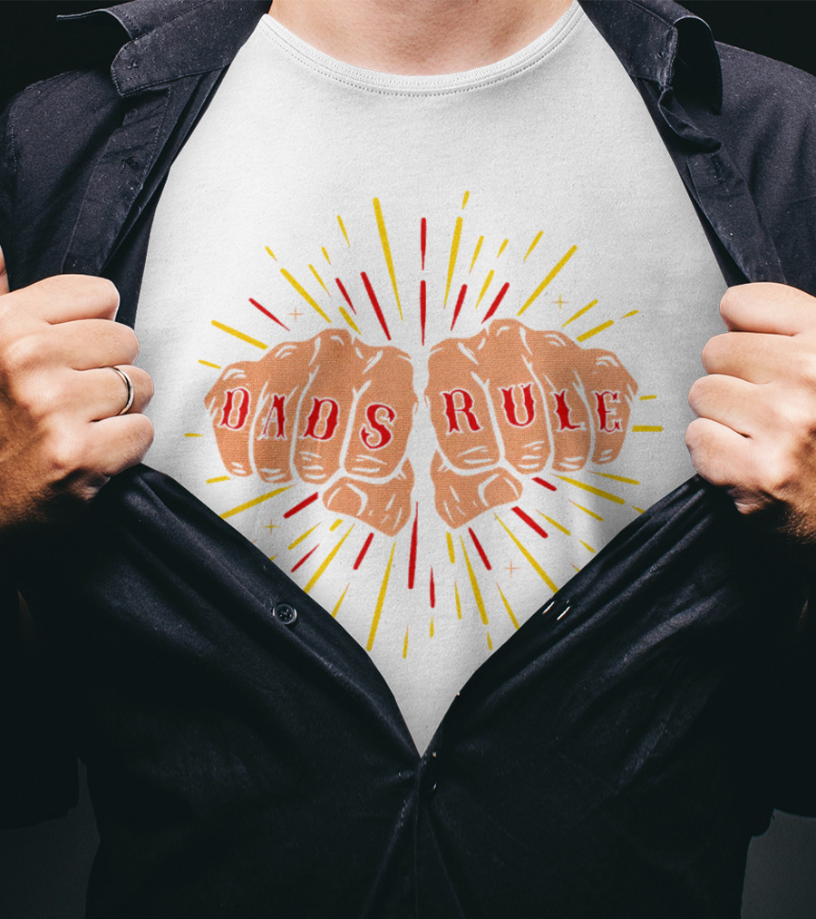 Dads Rule Fist Bump Explosive Burst T-Shirt