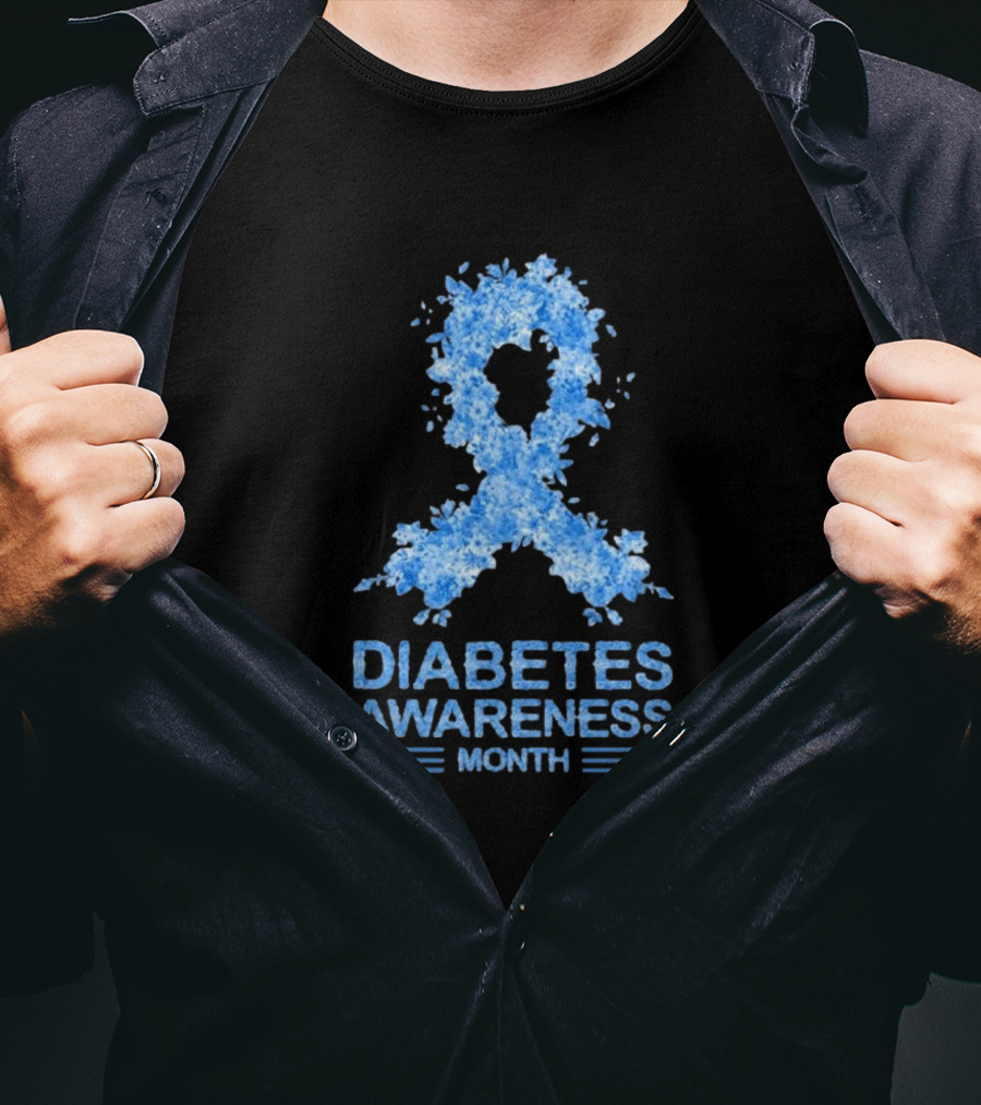 Diabetes Awareness Month Blue Ribbon T-Shirt