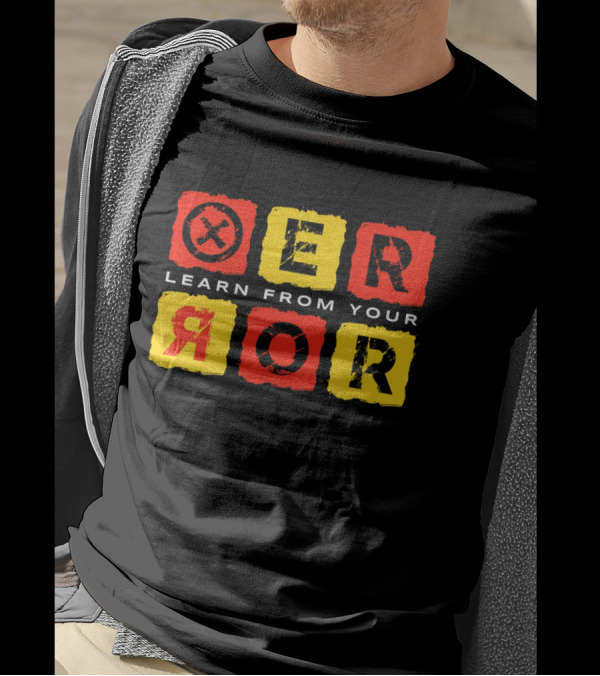 Learn From Your Error Red Yellow Grunge Typography Blocks T-Shirt