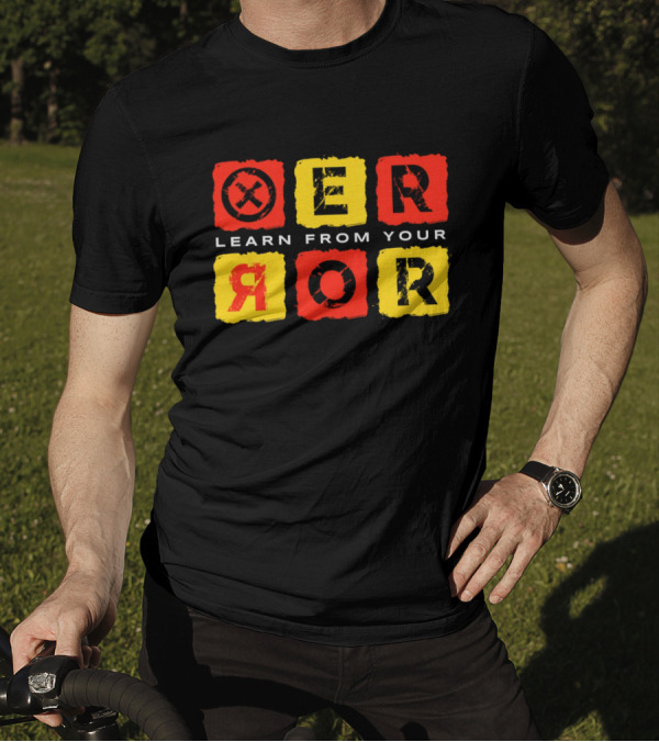 Learn From Your Error Red Yellow Grunge Typography Blocks T-Shirt