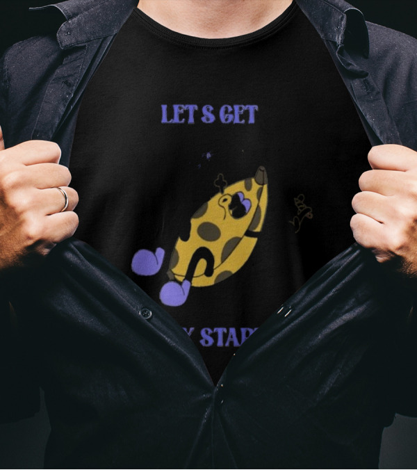 LET'S GET PARTY STARTED Vintage Cartoon Banana Music Fan Celebrating With Cigarette T-Shirt