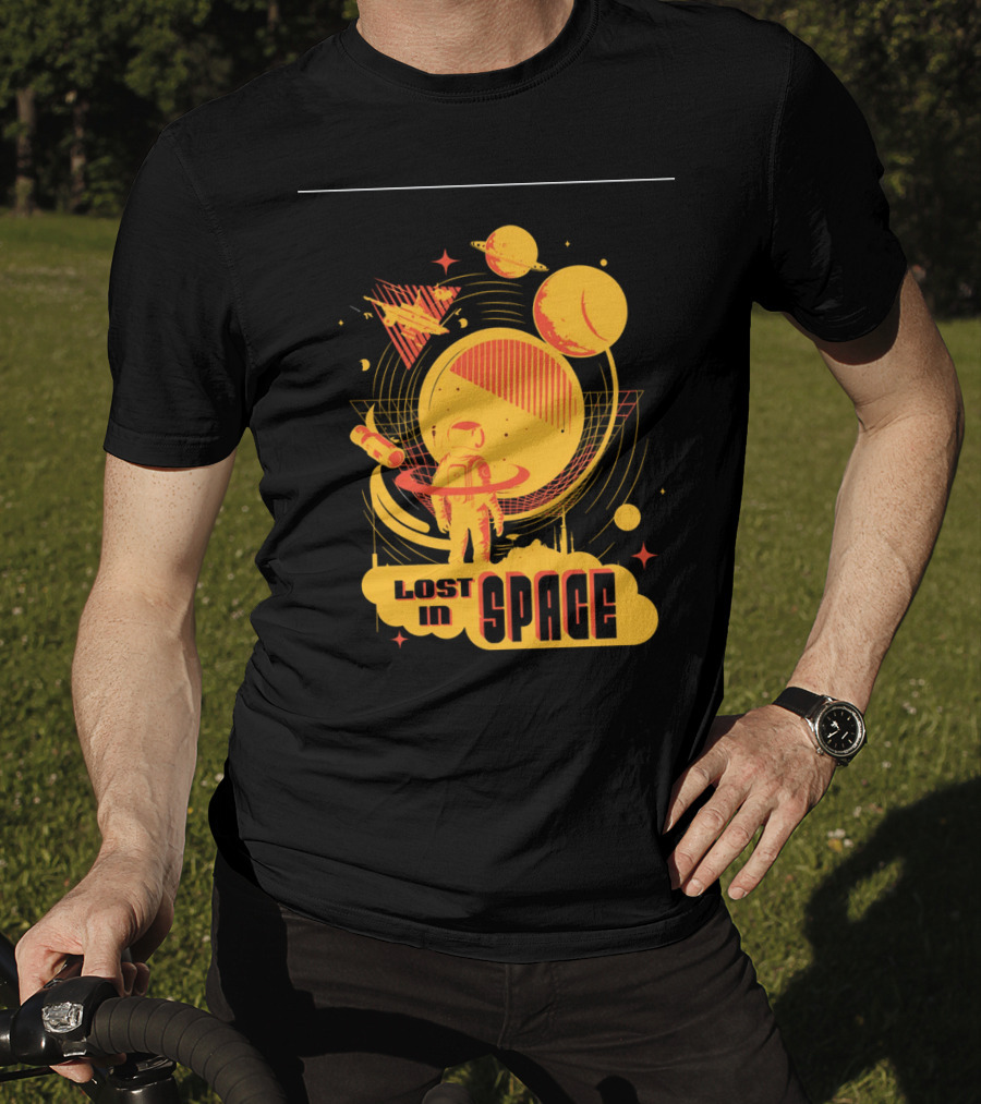 Lost In Space Astronaut With Planets And Rockets Retro T-Shirt