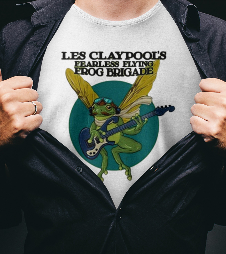 Les Claypool’s Fearless Flying Frog Brigade Flying Frog Playing Guitar T-Shirt