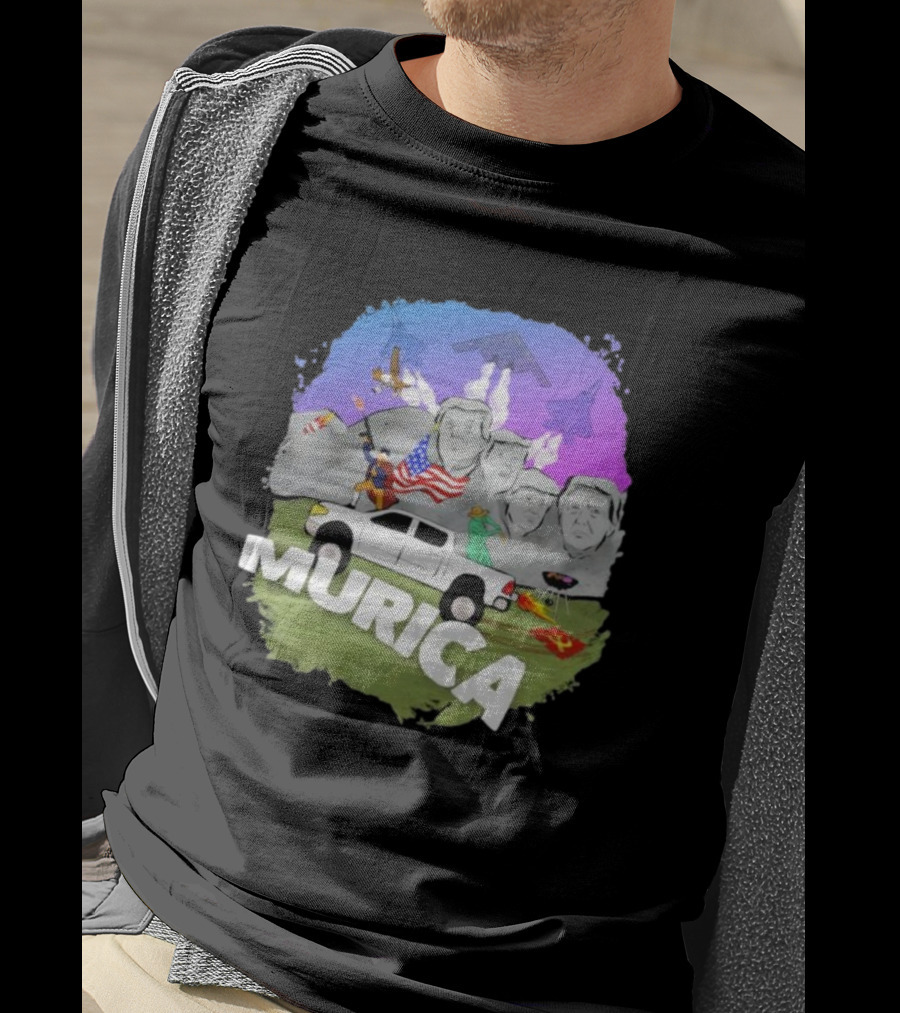 Murica Mount Rushmore Bald Eagle Statue Of Liberty Pickup Truck Bombers Jets T-Shirt