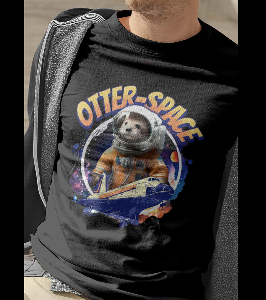 OTTER-SPACE Astronaut Otter In Space Shuttle Adventure T-Shirt