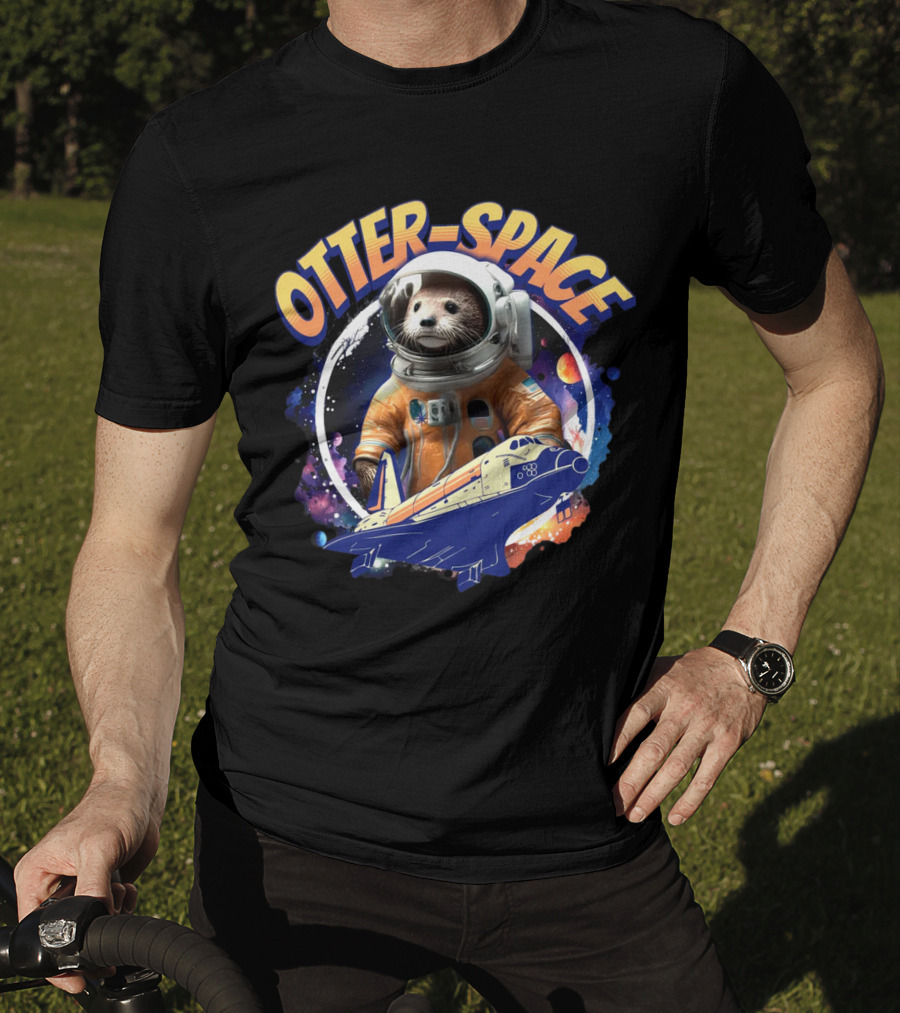 OTTER-SPACE Astronaut Otter In Space Shuttle Adventure T-Shirt