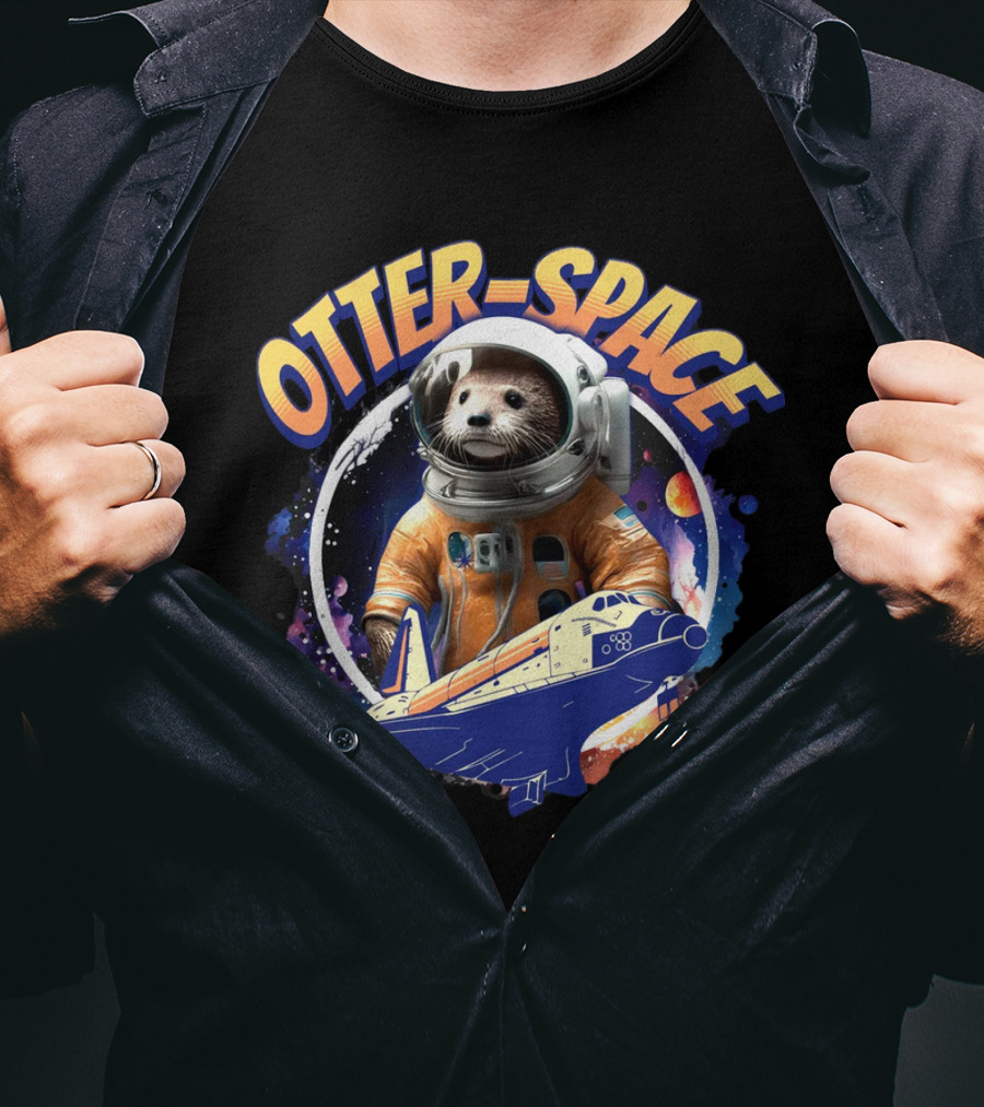 OTTER-SPACE Astronaut Otter In Space Shuttle Adventure T-Shirt