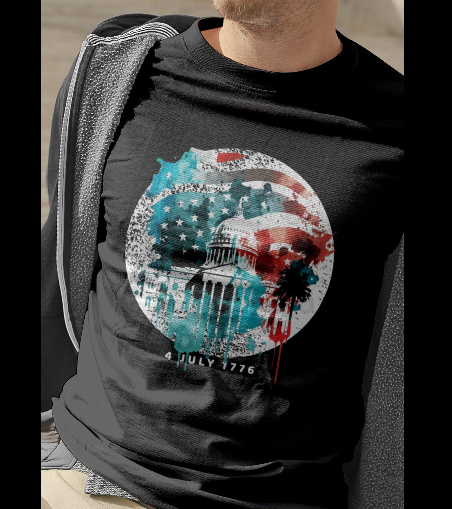 4 July 1776 American Flag Capitol Building Patriotic T-Shirt