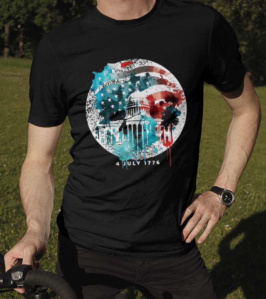 4 July 1776 American Flag Capitol Building Patriotic T-Shirt