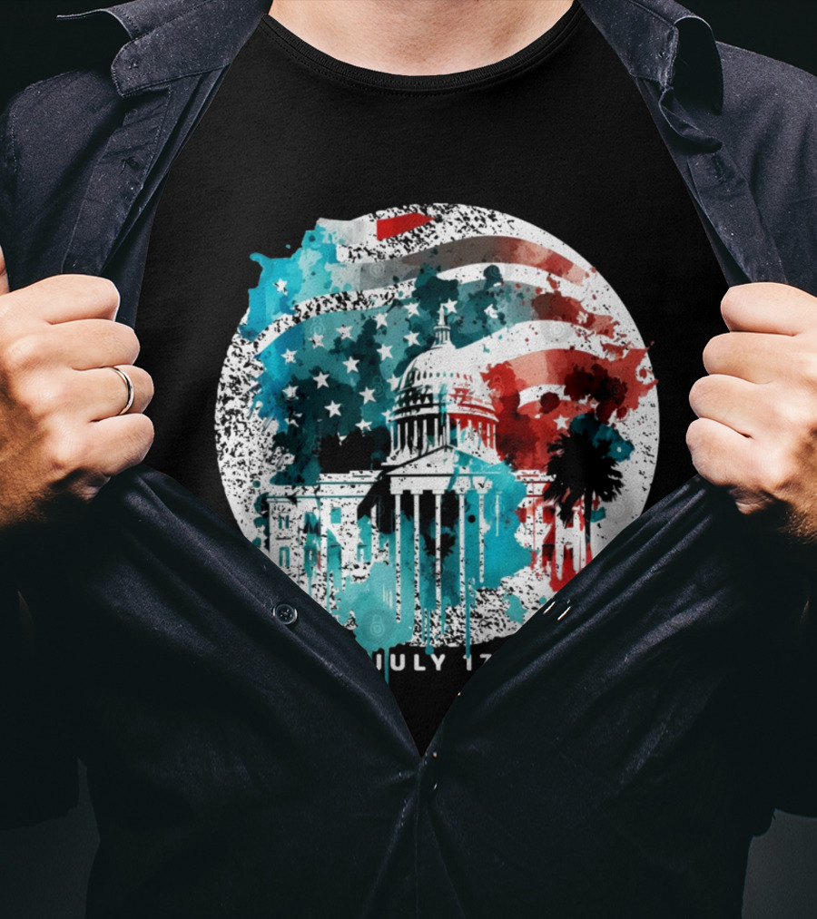 4 July 1776 American Flag Capitol Building Patriotic T-Shirt