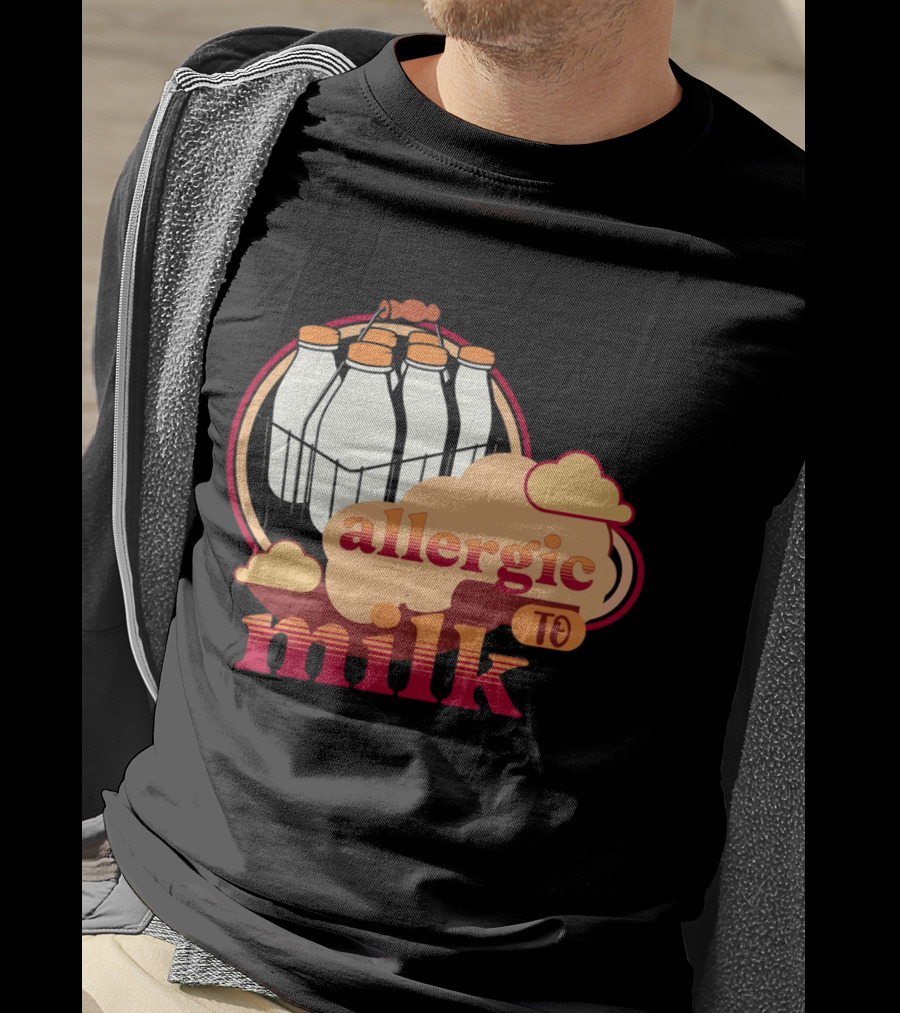 Allergic To Milk With Milk Bottles In T-Shirt